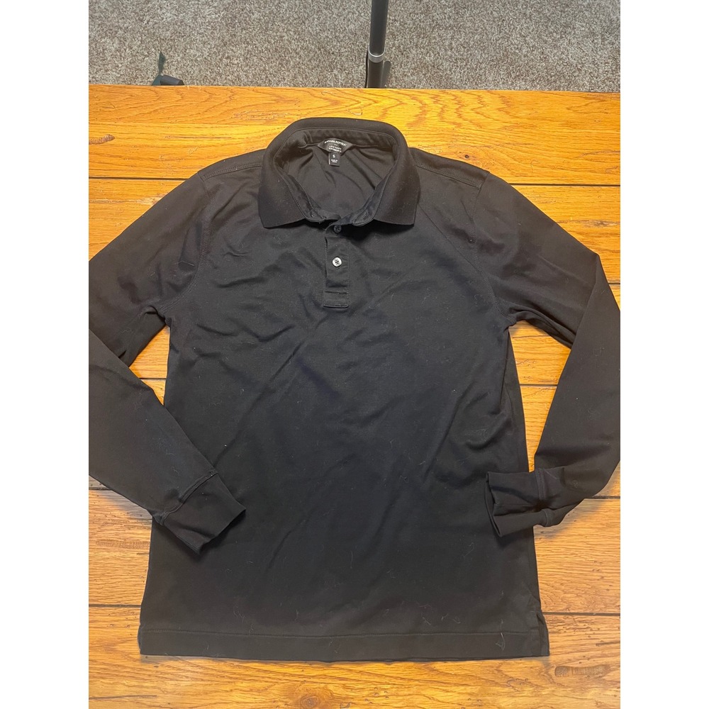 Banana Republic Luxe Touch Performance Polo Shirt Mens Small Black Long Sleeve